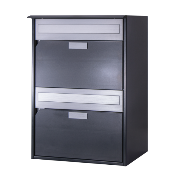 Huber Briefkasten Alu 400 2er übereinander, Anthrazitgrau